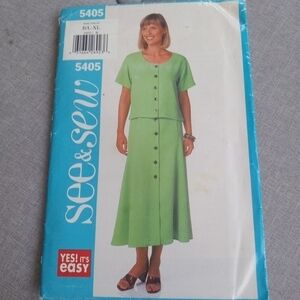 See & Sew Sewing Pattern 5405 Misses' Women's Petite Top & Skirt Size L-XL